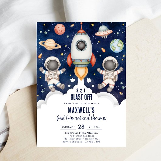 Invitation Planètes de l'espace astronaute garçon anniversair