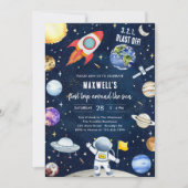 Invitation Planètes de l'espace astronaute garçon anniversair (Devant)