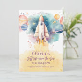 Invitation Planètes de l'espace extérieur Fille de fusée Prem (Debout devant)