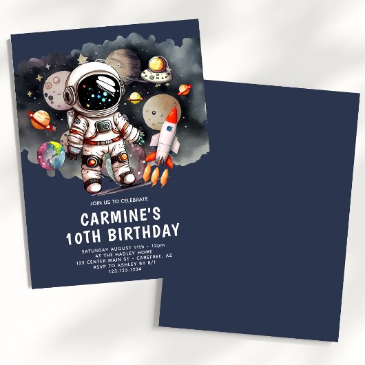 Invitation Planètes de l'espace extérieur garçon 10e annivers