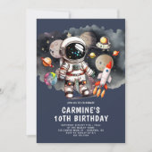 Invitation Planètes de l'espace extérieur garçon 10e annivers (Devant)