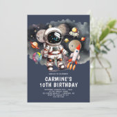 Invitation Planètes de l'espace extérieur garçon 10e annivers (Debout devant)