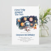 Invitation Planètes de l'espace extérieur Moderne 1er Anniver (Debout devant)