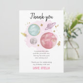 Invitation Planètes de l'espace galactique fille rose merci (Debout devant)