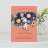 Invitation Planètes de l'extérieur Fille 1er anniversaire (Debout devant)