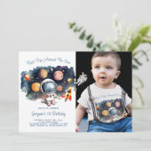 Invitation Planètes de l'extérieur Photo 1er anniversaire (Debout devant)