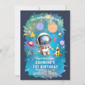 Invitation Planètes de l'extérieur Premier voyage 1er anniver (Devant)