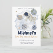 Invitation Planètes Espace Extérieur Galaxie Anniversaire (Debout devant)