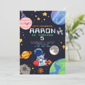 Invitation Planètes Et Étoiles Fête Anniversaire (Debout devant)