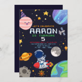Invitation Planètes Et Étoiles Fête Anniversaire (Devant / Derrière)