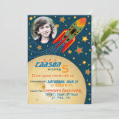 Invitation Planètes et étoiles spatiales Modèle photo anniver (Debout devant)