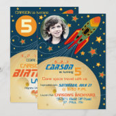 Invitation Planètes et étoiles spatiales Modèle photo anniver (Devant / Derrière)
