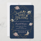 Invitation Planètes, Etoiles d'orBaby shower Twinkle (Devant)