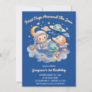 Invitation Planètes extérieures Blue Premier anniversaire