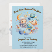 Invitation Planètes extérieures Blue Premier anniversaire (Devant / Derrière)