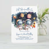 Invitation Planètes extérieures Jumeaux Jumeaux 1er anniversa (Debout devant)