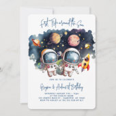 Invitation Planètes extérieures Jumeaux Jumeaux 1er anniversa (Devant)