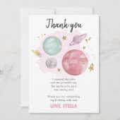 Invitation Planètes Galaxie Fille Rose Merci (Devant)