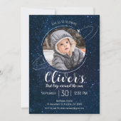 Invitation Planètes spatiales 1er anniversaire Blast off (Devant)