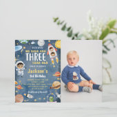 Invitation Planètes spatiales 3ème anniversaire Photo (Debout devant)