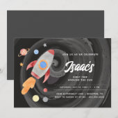 Invitation Planètes spatiales Extérieures Premier anniversair (Devant / Derrière)