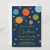 Invitation Planètes spatiales Galaxy Stars Boy Baby shower (Devant)