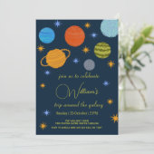 Invitation Planètes spatiales Galaxy Stars Boy Baby shower (Debout devant)