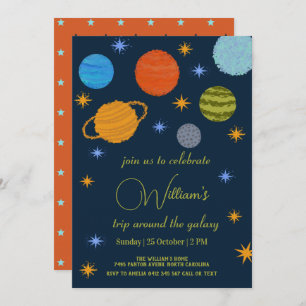 Invitation Planètes spatiales Galaxy Stars Boy Baby shower