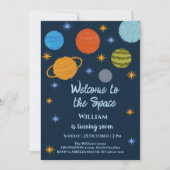 Invitation Planètes spatiales Galaxy Stars Boy Baby shower (Devant)