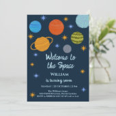 Invitation Planètes spatiales Galaxy Stars Boy Baby shower (Debout devant)