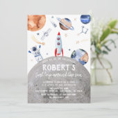 Invitation Planètes spatiales Genre Neutre Premier Anniversai (Debout devant)