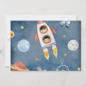 Invitation Planètes spatiales premières fête d'anniversaire (Dos)