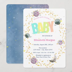Invitation Planètes, Stars Galaxy Baby shower