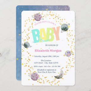 Invitation Planètes, Stars Galaxy Baby shower