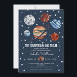 Invitation Planets Outer Space Boy Baby Shower<br><div class="desc">Watercolor planets outer space boy baby shower invitation. Customizable!</div>