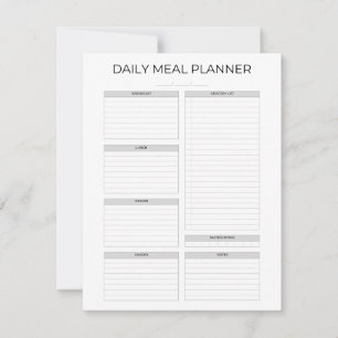 Invitation Planificateur de repas quotidien Simple design m