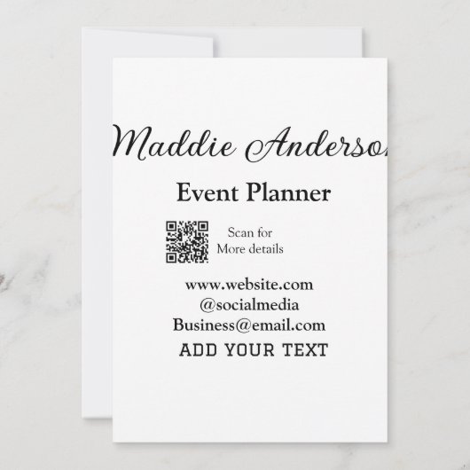 Invitation Planificateur d'événements ajouter nom Code QR dét (Dos)