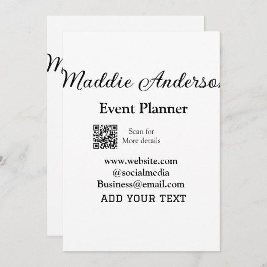 Invitation Planificateur d'événements ajouter nom Code QR dét (Devant / Derrière)