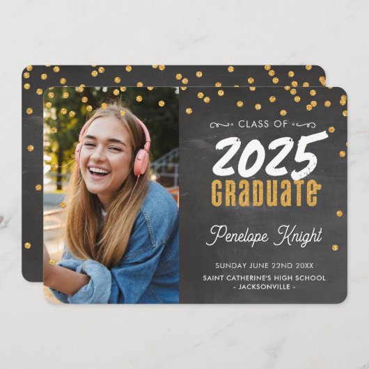 Invitation PLANIFIÉ MODERNE parties scintillant en or confett (Devant / Derrière)