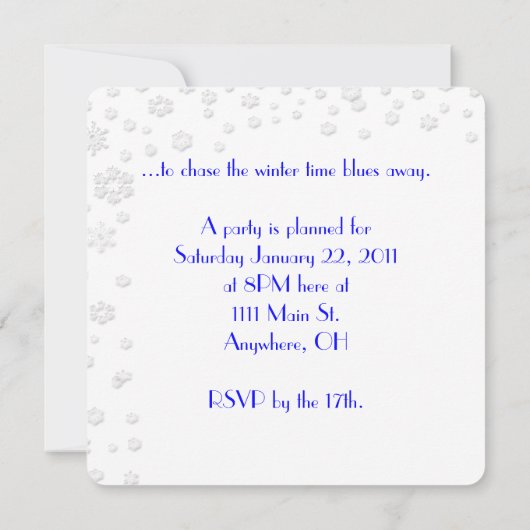 Invitation Plans de fête d'hiver (Dos)