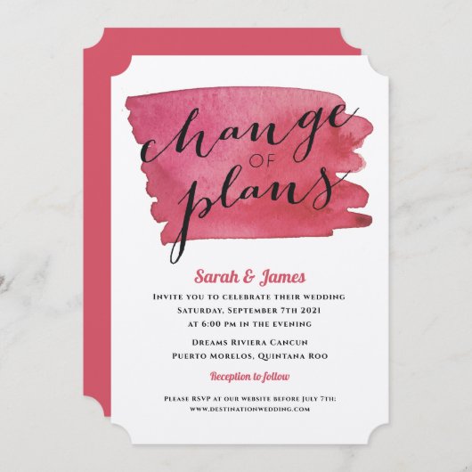 Invitation Plans de modification reportés par le mariage (Devant / Derrière)