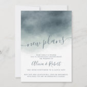 Invitation Plans neufs reportés ombre aquarelle bleu poussiér (Devant)