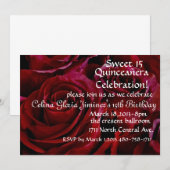 Invitation Plantations de roses rouges de Quinceañera (Devant / Derrière)