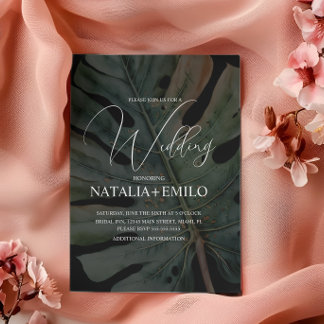 Invitation Plante à feuilles superposées Monstera pour mariag