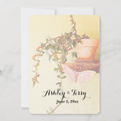 Invitation Plante aquarelle et Fête des mariées papillon (Dos)