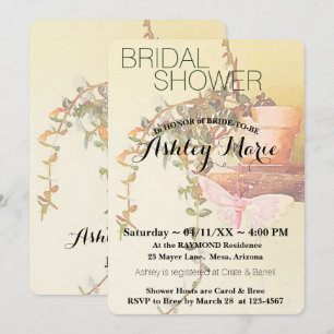 Invitation Plante aquarelle et papillon Baby Shower de mariag