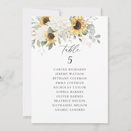 Invitation Plante blanche Hydrangea Tournesols Graphique de s (Devant)