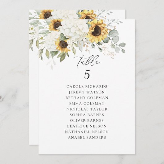 Invitation Plante blanche Hydrangea Tournesols Graphique de s (Devant / Derrière)