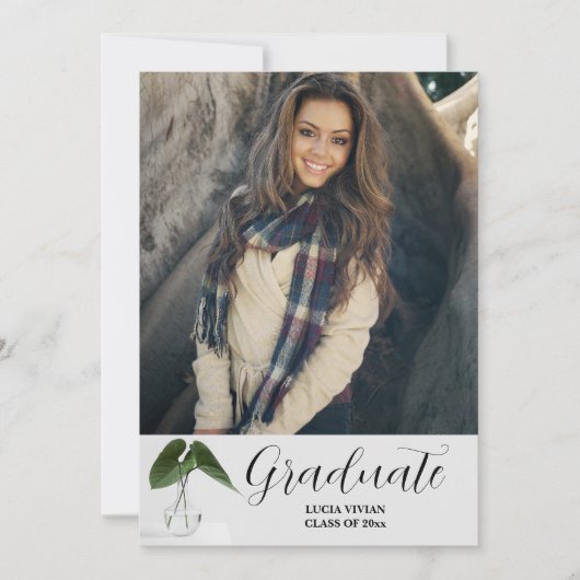 Invitation Plante classique Script de pot 5 Mémoire photo Gra (Devant)