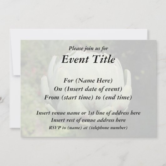 Invitation Plante d'artichaut. (Dos)